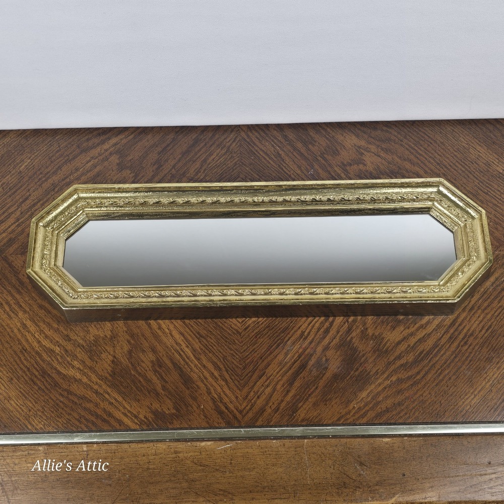 Vintage Home Interiors Skinny Gold Accent Mirror Plastic Wall Decor 18x5.5